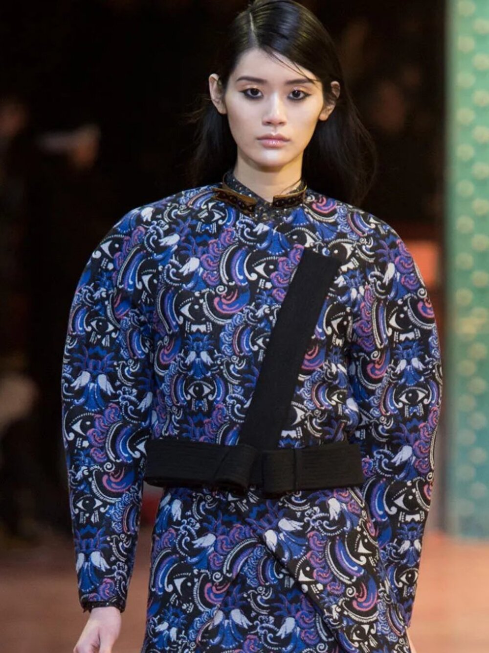 Kenzo Runway Eye Motif Cropped Wool Bomber Jacket - Sz 40 (M)